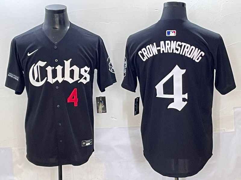 Men 2025 Chicago Cubs #4 Crow-Armstrong Black Five generations Joint Name Nike MLB Jersey style 8->chicago cubs->MLB Jersey